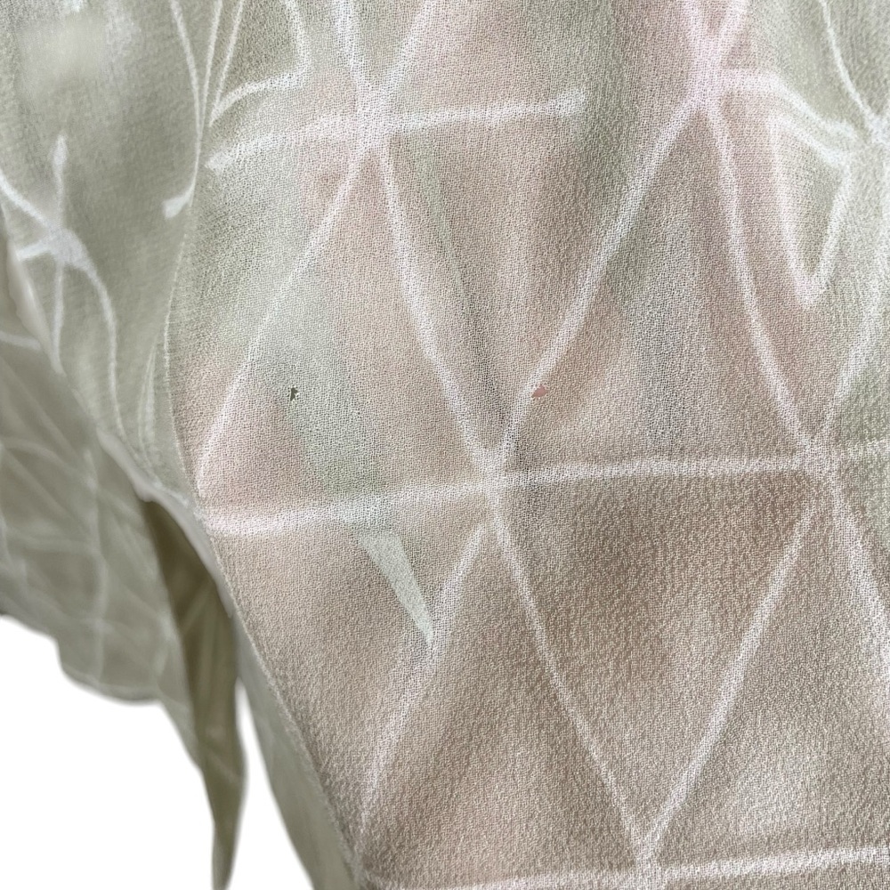 Vtg 90s NWT Tess 100% Silk Button Down Blouse Green Beige Semi-Sheer Size L - Picture 5 of 11